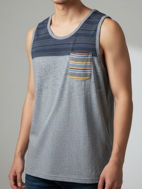 Kolby Black Blue and Gray Tank Top